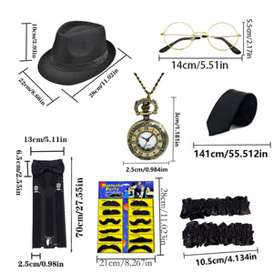 Les vêtements et accessoires pour hommes de la série des années <span class=keywords><strong>1920</strong></span> de PESENAR comprennent des chapeaux, des fausses barbes, des bretelles, des nœuds papillon, etc. - Product Image 5