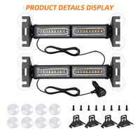 12V LED Auto Blitzlichter Windschutz scheibe Not blink lampen Weiß Gelb Blitz Auto Warn licht leiste Saugnäpfe montieren