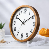 Jam dinding modern berbingkai kayu bulat, hadiah dekorasi rumah