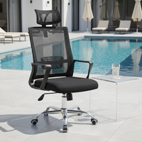 Chaise de bureau moderne en maille avec dossier et appui-tête réglables, structure en aluminium, base pivotante manuelle – Idéale pour les hôpitaux et les hôtels