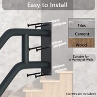 Jh-mech barre d'appui de sécurité de 1.25 pouces de diamètre jardin enduit de poudre noire 1 à 3 étapes escaliers pliants mains courantes