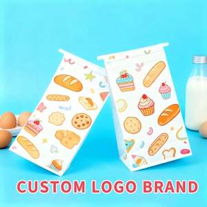 Sac en papier kraft anti-graisse personnalisé avec logo, en matériau recyclé, avec fermeture à lien métallique pour l'emballage alimentaire (pain, biscuits, bonbons, grains de café) - Product Image 2