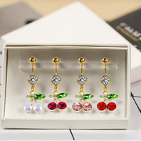 Xinfocus nombril ventre Piercing pour femmes acier inoxydable cristal cerise corps Piercing bijoux