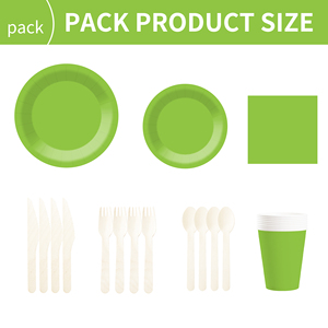 DAMAI Solid Color Party Supplies Fruit Green Paper Tableware <b>Set</b> Disposable <b>Dinnerware</b> 7 Inch 9 Inch Plates Paper Cup Napkins - Product Image 6