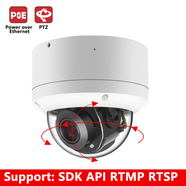 OEM 8MP 5X Zoom PTZ IP POE Camera Audio Vandalproof Waterproof AI Detection Indoor Outdoor CCTV Security Network 4K Dome Camera