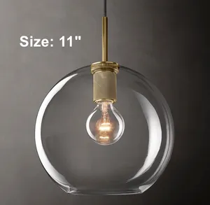Moderno led sfera sfera rotonda bolla oro lampadari in vetro luci pendenti