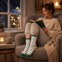 Chaussettes de Noël en coton chaud et respirant, tricotées jacquard, personnalisables avec logo OEM, vente en gros, écologiques, pour cadeaux de fin d'année en vrac