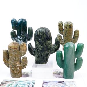 Vente en gros de cristal naturel <span class=keywords><strong>Quartz</strong></span> rose Matériau mixte Sculpture de <span class=keywords><strong>cactus</strong></span> Artisanat pour la décoration intérieure - Product Image 2