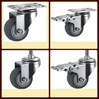 Roue pivotante en TPR blanc de 1,5 pouce (40 mm) avec support en acier inoxydable et roulement