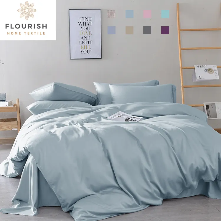 Flourish Flourish Modern Quality Pink 4pcs Quilting Velvet Bed Sets Wholesale Duvet Cover Organic Bamboo Bedding Set