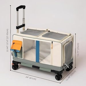 أنيقة كبيرة الحيوانات الأليفة السفر الناقل نمط الحيوان دائم شبكة القماش سستة إغلاق مربع الشكل مصنع منفصلة الكلب القط عربة - Product Image 2