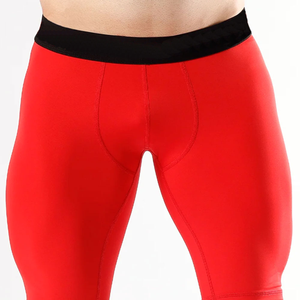 Shorts de compression pour hommes, rouge et noir, double couche, pour le sport, la gym et la course à pied - Product Image 5
