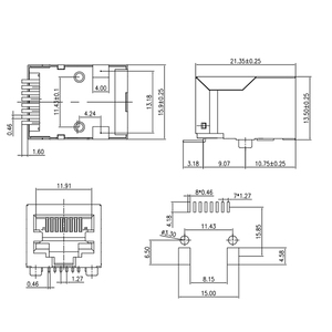 ขั้วต่อ Rj45ซ็อกเก็ตแม่เหล็ก100ฐาน-T มีแถบป้องกันรูปแมว8พอร์ตตัวเชื่อมอีเทอร์เน็ตแบบไม่นำสัญญาณ SMT 8พอร์ต - Product Image 2