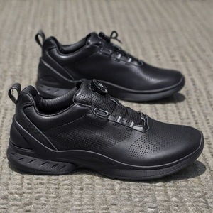 Chaussures de fitness unisexes en cuir noir respirant à fermeture rapide pour le sport en plein air et la randonnée - Product Image 1