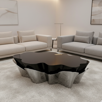 Table basse moderne en acier inoxydable de qualité supérieure, design irrégulier, pour hall d'hôtel et salon de villa