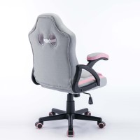 Chaise ergonomique gris clair à hauteur réglable de style Racing 360 tissu de chaise de jeu inclinable pivotante