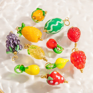 Accessori per Gioielli Fai-da-Te in Acciaio Inox, Ciondolo a Forma di Frutta Fresca in <span class=keywords><strong>Vetro</strong></span> di <span class=keywords><strong>Murano</strong></span> Lavorato a Mano per Orecchini e Bracciali - Product Image 1