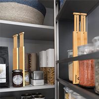 5 compartiments de séparation de tiroirs extensibles en bambou, Pack de 4 organisateurs pour la cuisine, la chambre à coucher, la salle de bain et le bureau