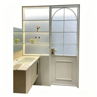 Porte de salle de bain en alliage d'aluminium rétro français, panneau en verre trempé, résistant à l'eau, utilisation intérieure, cuisine, salle de bain, garantie 5 ans