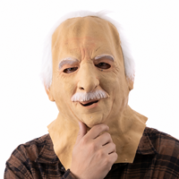 Masque en latex réaliste de vieil homme avec cheveux blancs et moustache, design de personnage âgé pour visage complet, drôle et amusant, pour Pâques et Halloween, OEM