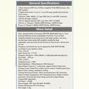 듀얼 채널 클래스 D 스피커 모듈 오디오 프로세서 800w + 300w 6/8/<span class=keywords><strong>10</strong></span>/12/15/18 인치 프로 액티브 서브우퍼 오디오 시스템 앰프 - Product Image 6