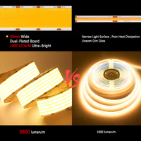 Haute qualité 1600LEDs/m 24V LED bandes Flexible 5 rangées COB LED bande 30mm bande lumineuse 3000K/4000K/6000K Tira De Luz Led