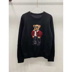 <span class=keywords><strong>Pull</strong></span> pour homme en jacquard populaire avec motif d'ours de dessin animé, de haute qualité, tendance automne-hiver, avec broderie tricotée sur le devant, logo, haute élasticité - Product Image 1