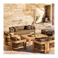 Juego de Muebles de Jardín de Teca de Lujo, Mesa de Centro Cuadrada Extra Grande, Sofá de Patio de Madera Resistente, Color Personalizado