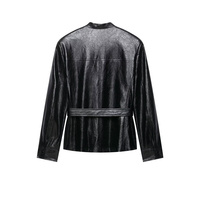 Nouvelle veste pour femme de style français à col rond, manches longues, poche à rabat et ceinture, pour l'automne