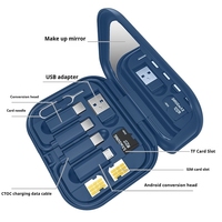 Cable de Datos USB Multifuncional de 60w 3A, Carga Rápida 6 en 1, Kit de Cable de Carga USB C con Espejo, Adaptador de Viaje para Teléfono