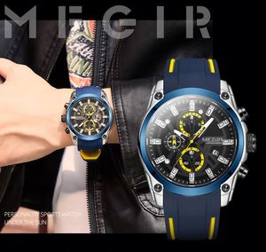 Megir 2024 Hot Brand Sport Men's Watch 2144 Japanese Quartz Movement Chronograph Silicone Strap Alloy Analog Japanese Quartz - Product Image 6