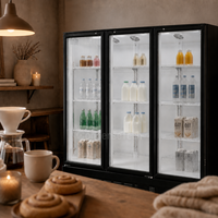 Congélateur vertical à trois portes vitrées, refroidissement par air, éclairage LED, thermostat numérique, 1500L, supermarché