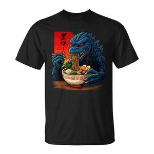 Camiseta Kaiju Eating Ramen para amantes de los monstruos japoneses, cumpleañero - Product Image 1
