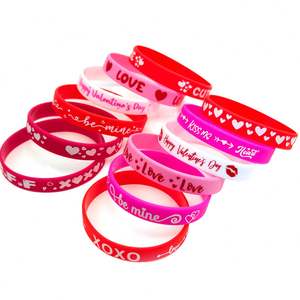 Bracelets en silicone sérigraphiés écologiques pour la Saint-Valentin, cadeaux et souvenirs de fête pour petit ami et petite amie - Product Image 2