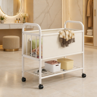 Chariot de rangement à roulettes pour linge avec double poignée, panier à linge stable sur roulettes avec étagère