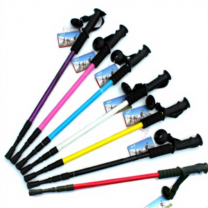 KS Telescopic <b>Trekking</b> Stick Aluminum Alloy 3 Section Lightweight Hiking Pole Metal Tip Painted Straight Handle - Product Image 1
