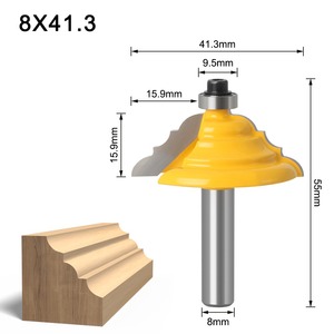 Fresa para molduras arquitectónicas de 8 mm con vástago, barras transversales convexas, para puertas de gabinetes, madera, CNC - Product Image 6