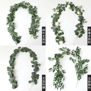 Baishun Artificial Eucalyptus Vines 200cm Injection Molded Silk Flowers For Wedding Home <b>Decor</b> <b>Wall</b> Hanging - Product Image 1