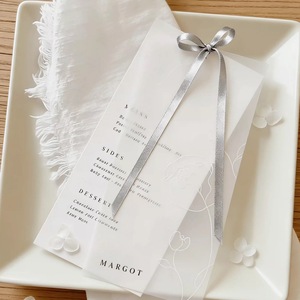 Customized Vintage Design Wedding Card <b>Set</b> Ribbon Invitation RSVP Menu Paperboard Custom Logo - Product Image 3