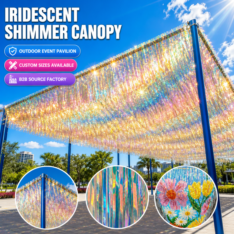 Iridescent Shimmer Canopy Rain Curtain Plastic Rectangular Hanging ...