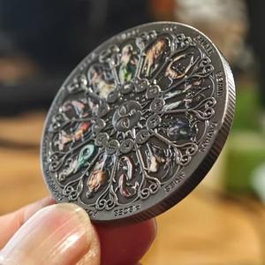 Moneda de plata del zodiaco antiguo Color pintado Horóscopo coleccionable Token <span class=keywords><strong>Tarot</strong></span> Wish Sun Moon God Lucky Cara sonriente Recuerdo - Product Image 4