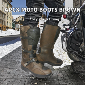 Bottes de moto pour homme ARCX Sports Biker Protector, hiver, antidérapantes, fermeture éclair courte, tissu extensible, marron rose - Product Image 2