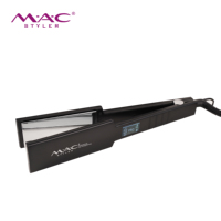 Lisseur professionnel à logo personnalisé, fer plat rapide, plaques flottantes en titane avec revêtement en tourmaline noire, lisseur pour cheveux MAC