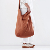 Personnalisé solide Vintage grande capacité surdimensionné femmes tissu de lin lavé épaule sac fourre-tout avec poche intérieure