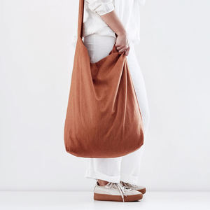 Özel katı Vintage büyük kapasiteli boy kadınlar yıkanmış keten kumaş omuz sepet alışveriş çantası iç cebi ile - Product Image 1