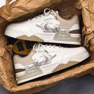 Chaussures de sport rétro pour hommes, chaussures décontractées de haute qualité, chaussures blanches à lacets, tendance, originales, augmentant la taille, chaussures de skate décontractées - Product Image 5