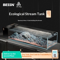 JSD BESSN Aquarium Stream 24, 32, 40 pouces, avec filtre latéral en verre ultra-transparent Jinjing, écosystème complet pour aquarium et kit d'aquascaping
