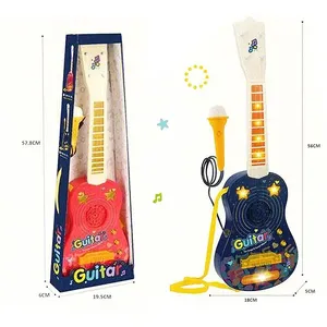 Jinming Alta Qualidade Instrumentos Musicais Aprendizagem Precoce Brinquedo Do Bebê Microfone Musical Brinquedo Guitarra Luz