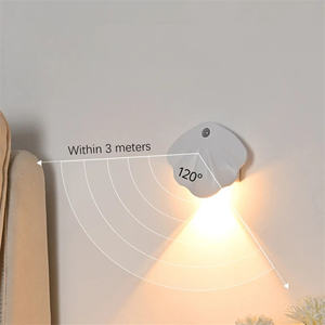 Lampu malam Sensor gerak portabel Mini Led, lampu malam Sensor gerakan dengan daya baterai 3aaa untuk lemari dalam ruangan, lampu koridor kamar tidur - Product Image 4