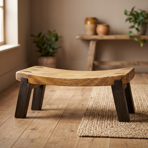 Tabouret Tatami en Bois de Mangue Doré, Léger, Durable et Écologique, Fabriqué à la Main par Aqdus Saleem |   Design rustique de forme rectangulaire - Product Image 2